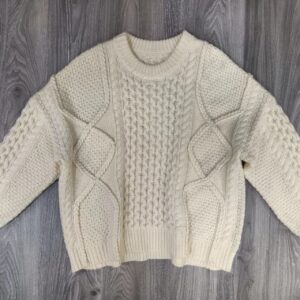 CREAM CREW NECK HEAVY SWEATER